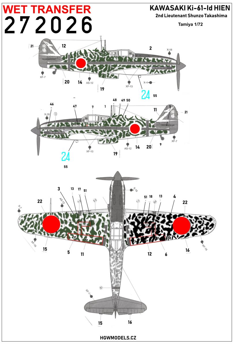 HGW 272026 1:72 Kawasaki Ki-61-Id - Camouflage 2nd Lieutenant Shunzo Takashima