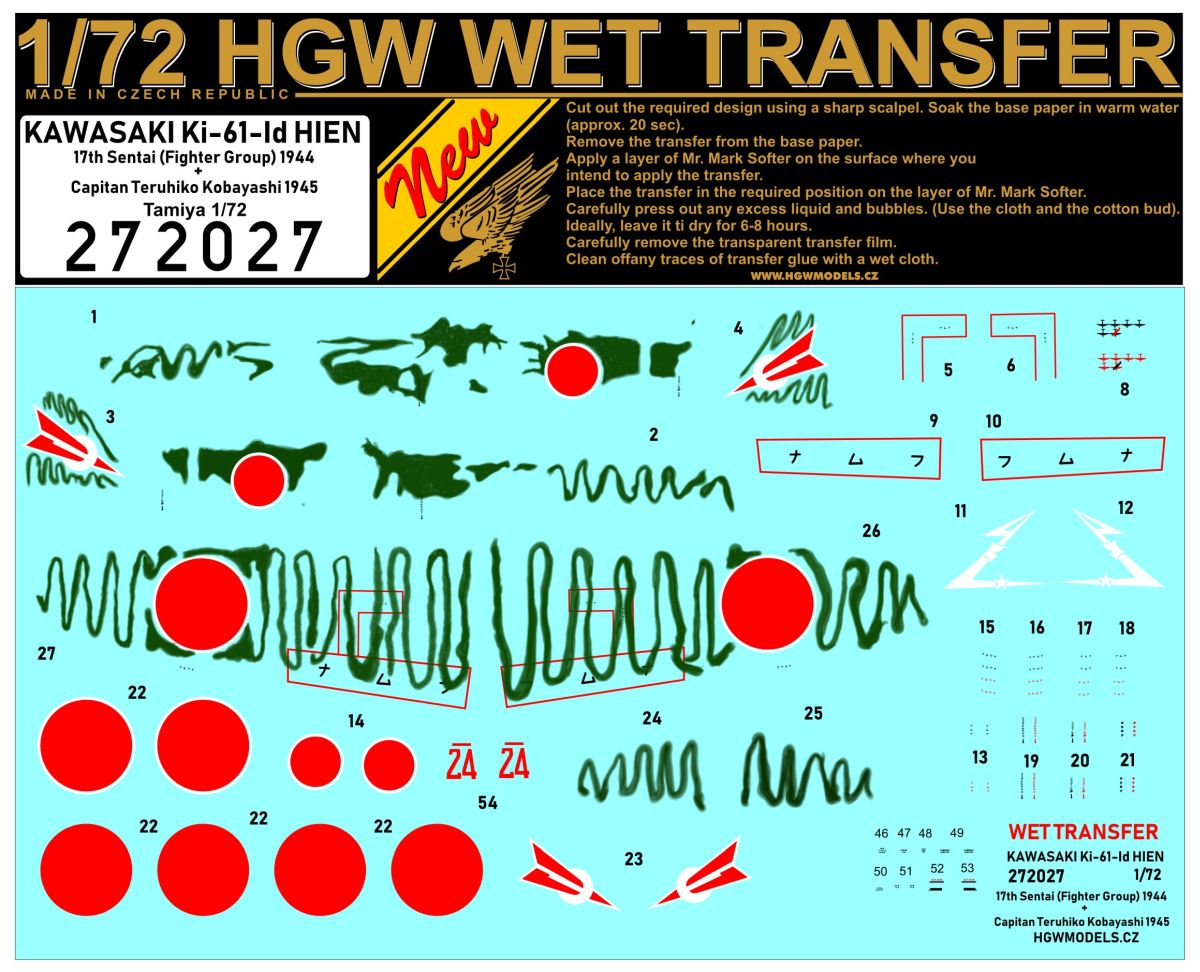 HGW 272027 1:72 Kawasaki Ki-61-Id - Camouflage Capitan Teruhiko Kobayashi 1945