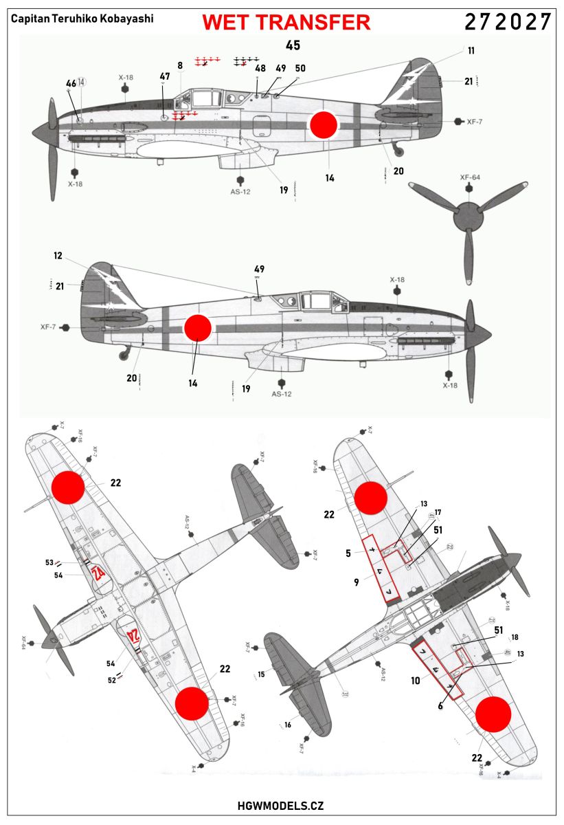 HGW 272027 1:72 Kawasaki Ki-61-Id - Camouflage Capitan Teruhiko Kobayashi 1945