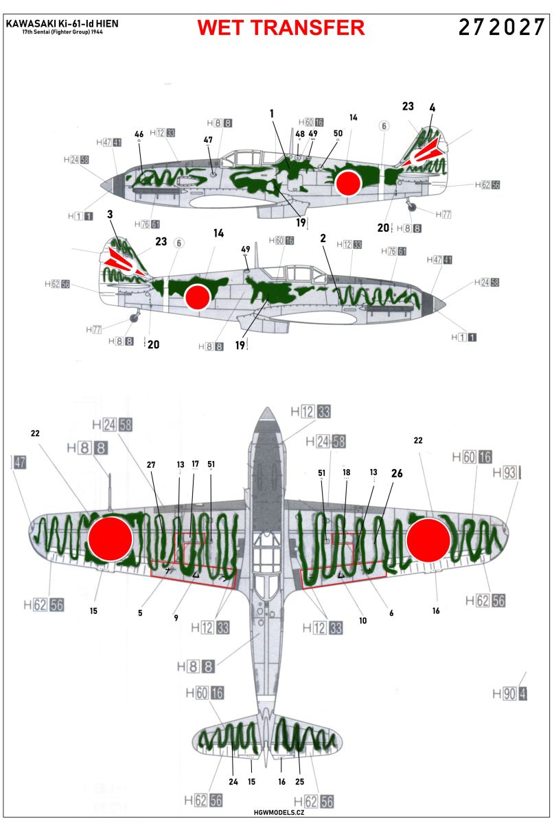 HGW 272027 1:72 Kawasaki Ki-61-Id - Camouflage Capitan Teruhiko Kobayashi 1945