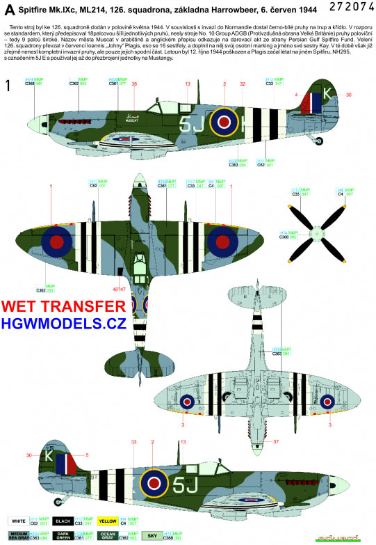 HGW 272028 1:72 Supermarine Spitfire Mk.IXC/Mk.IXe 'The Longest Day' - Markings