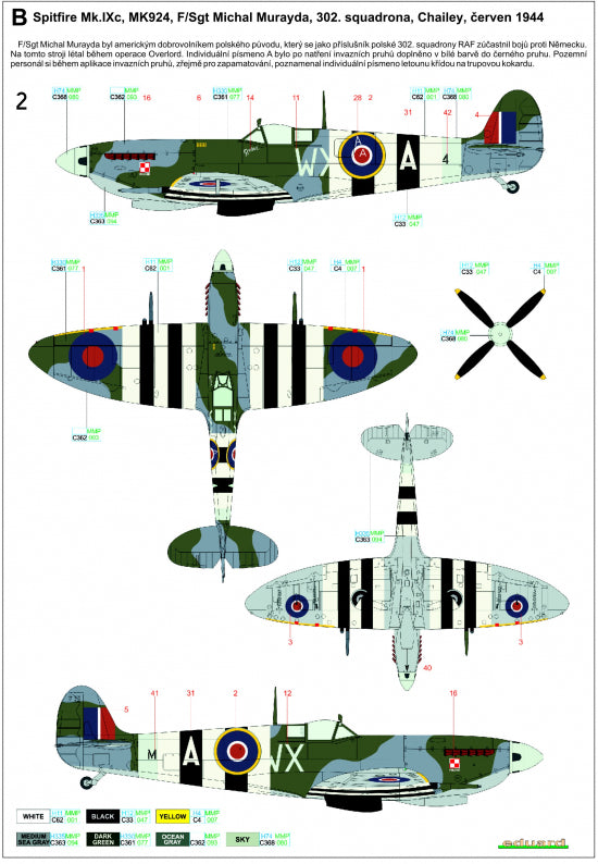 HGW 272030 1:72 Supermarine Spitfire Mk.IXC/Mk.IXE - Markings + Stencils Eduard Wet Transfers