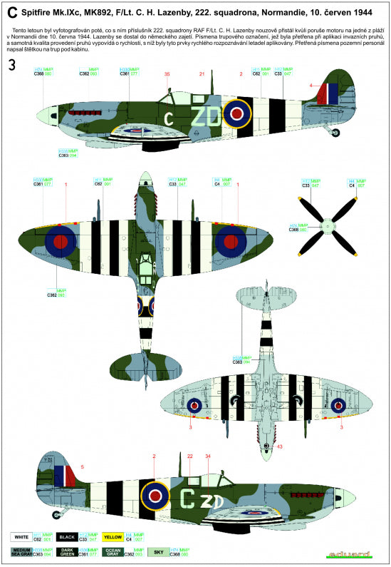 HGW 272030 1:72 Supermarine Spitfire Mk.IXC/Mk.IXE - Markings + Stencils Eduard Wet Transfers