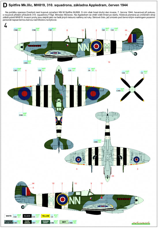 HGW 272030 1:72 Supermarine Spitfire Mk.IXC/Mk.IXE - Markings + Stencils Eduard Wet Transfers