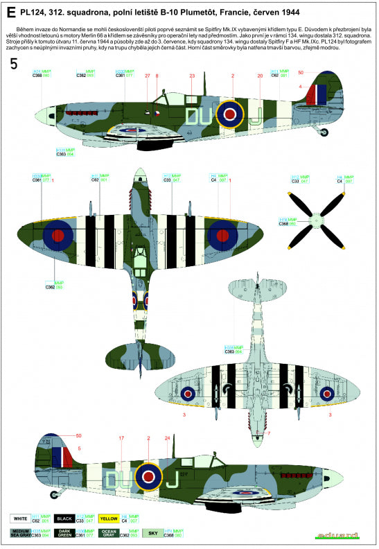 HGW 272030 1:72 Supermarine Spitfire Mk.IXC/Mk.IXE - Markings + Stencils Eduard Wet Transfers