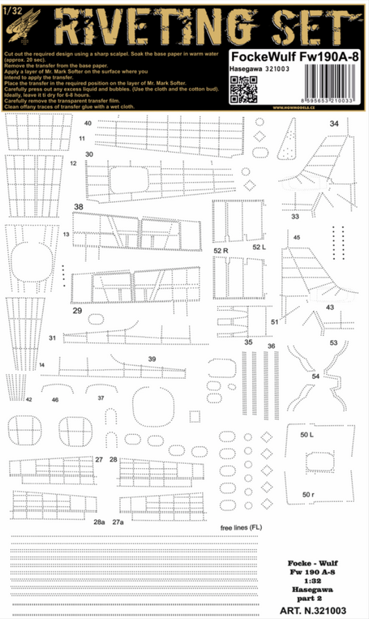 HGW 321003 1:32 Focke-Wulf Fw-190A-8 Riveting Set