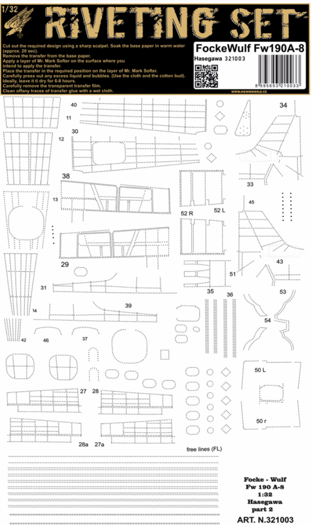 HGW 321003 1:32 Focke-Wulf Fw-190A-8 Riveting Set