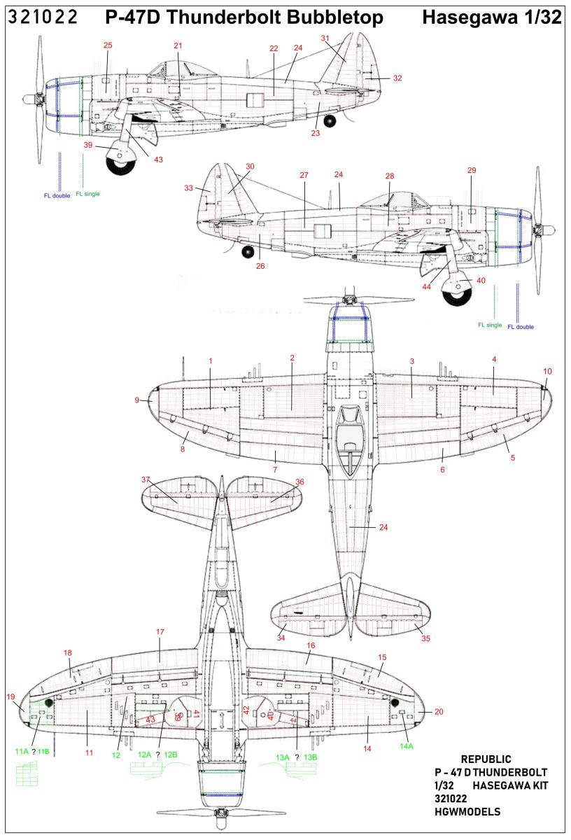 HGW 321022 1:32 Republic P-47D Thunderbolt Positive Rivets