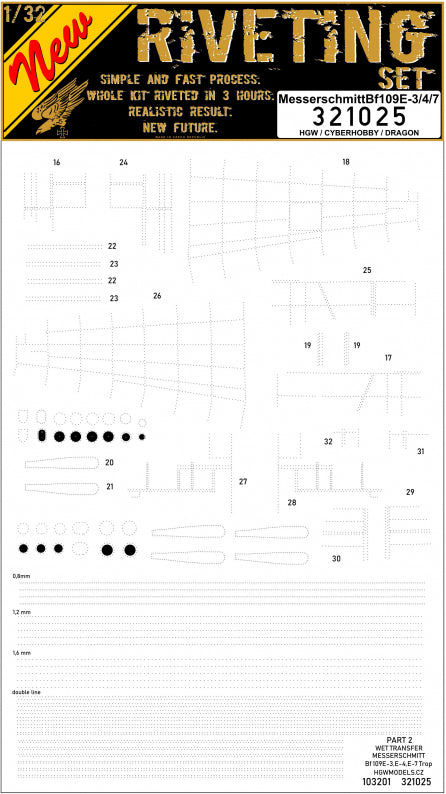 HGW 321025 1:32 Messerschmitt Bf-109E-3/4/7 Riveting Set