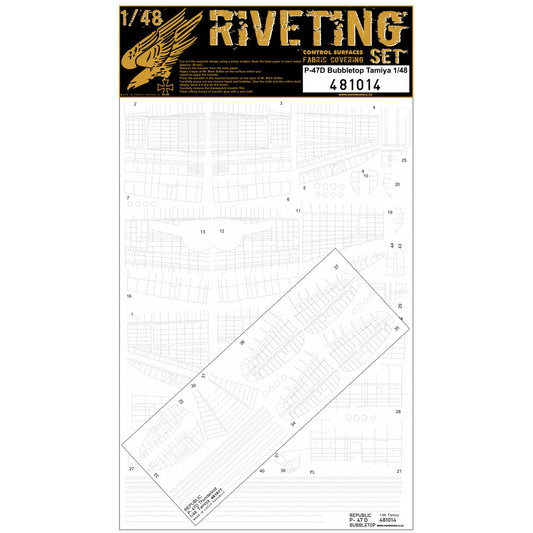 HGW 481014 1:48 Republic P-47D Thunderbolt - 'Bubbletop' Rivet Set