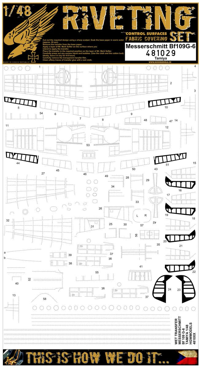 HGW 481030 1:48 Messerschmitt Bf-109G-6 - Super Positive Riveting Set
