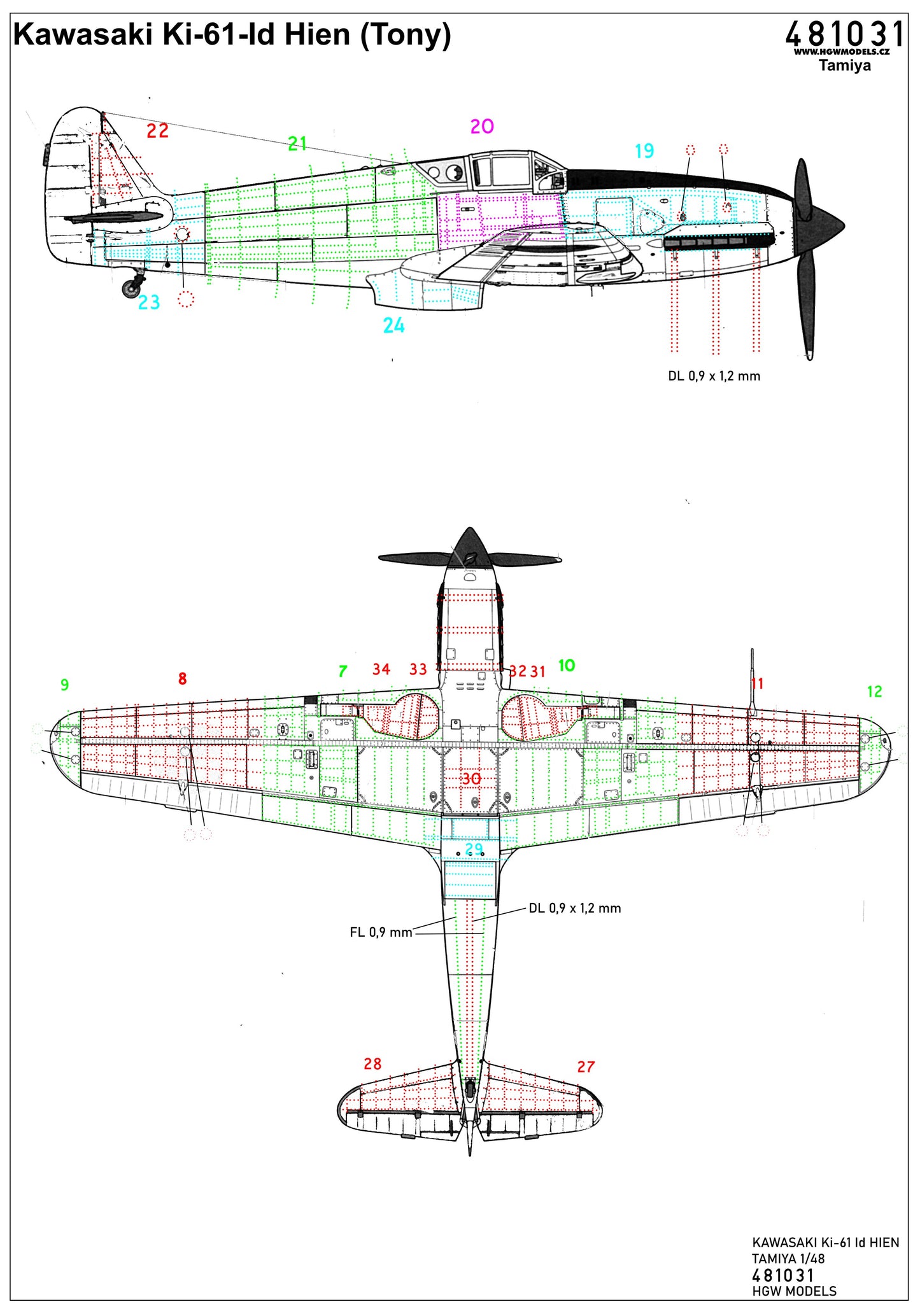 HGW 481031 1:48 Kawasaki Ki-61-Id Hien (Tony) Positive Rivets