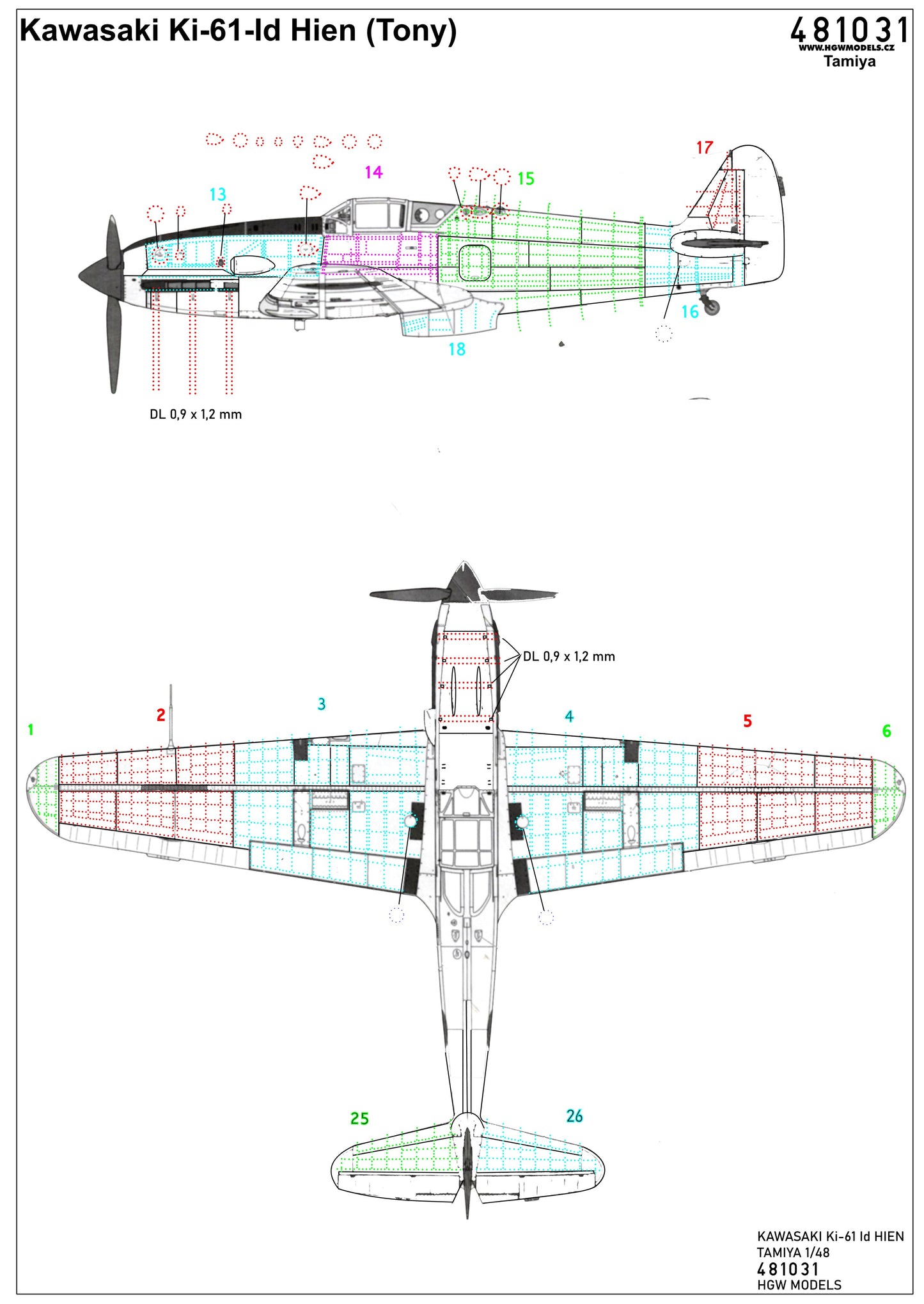 HGW 481031 1:48 Kawasaki Ki-61-Id Hien (Tony) Positive Rivets