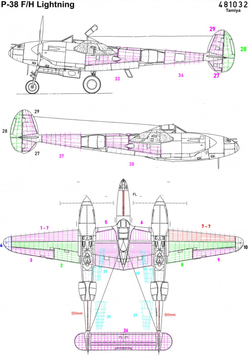 HGW 481032 1:48 Lockheed P-38F/G Lightning Riveting Sets