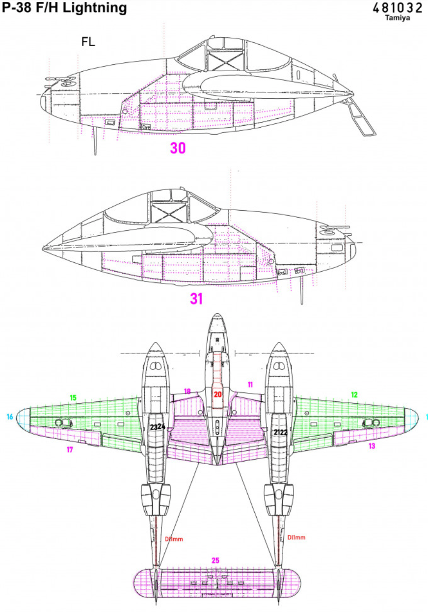 HGW 481032 1:48 Lockheed P-38F/G Lightning Riveting Sets