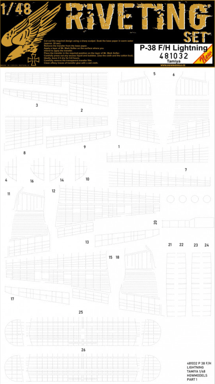 HGW 481032 1:48 Lockheed P-38F/G Lightning Riveting Sets