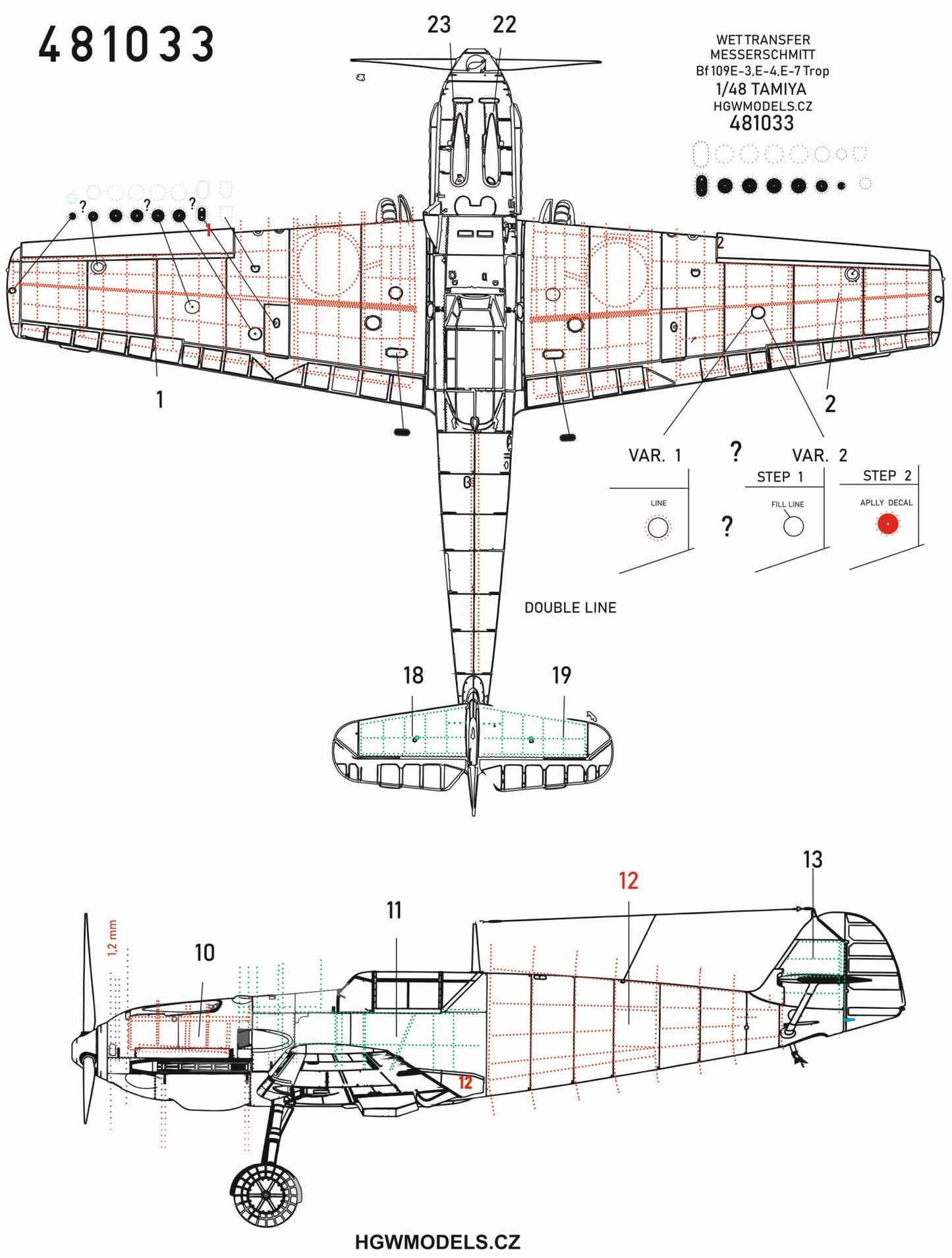 HGW 481033 1:48 Messerschmitt Bf-109E-3/E-4/E-7/ Trop Riveting Sets