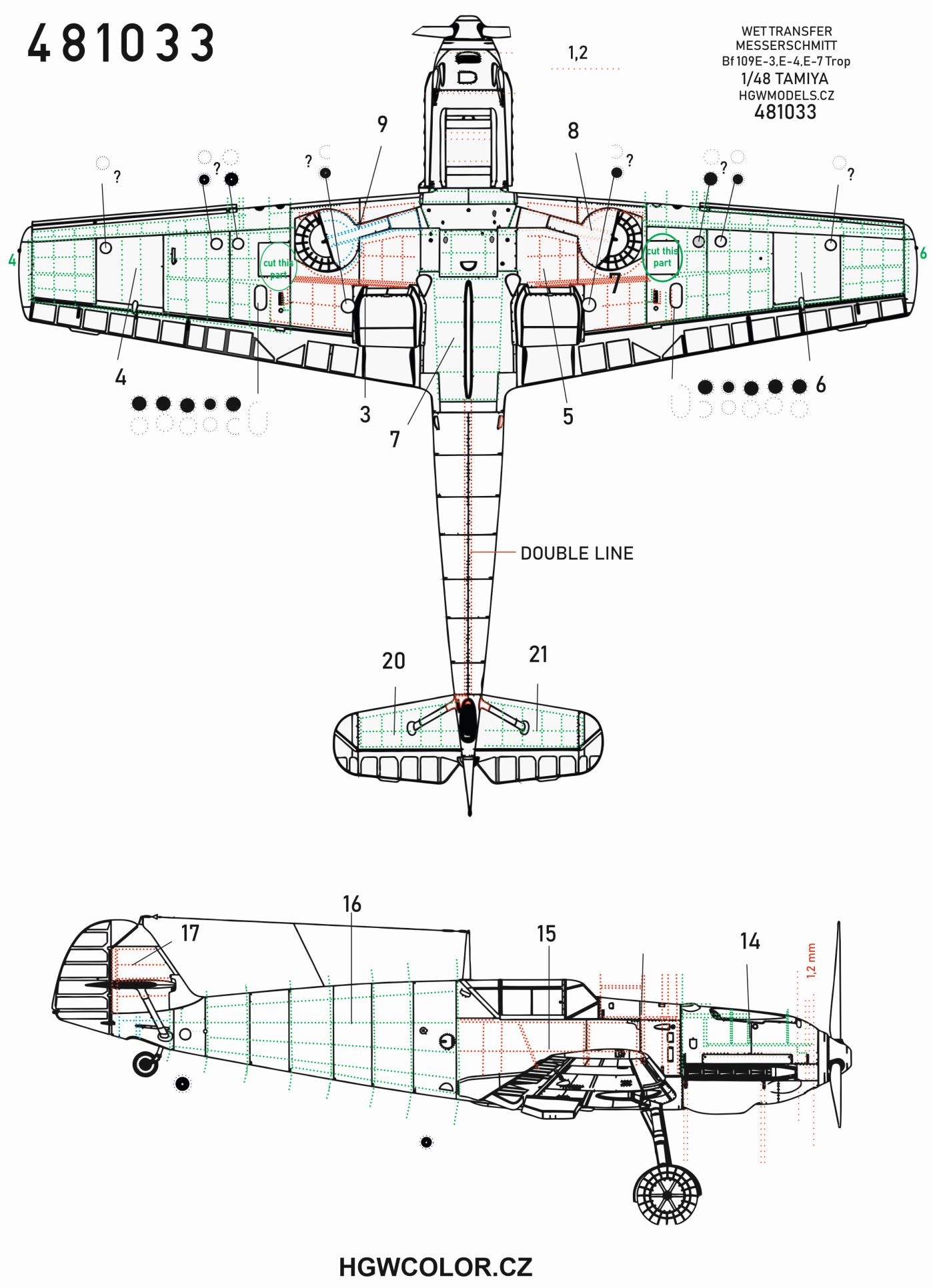 HGW 481033 1:48 Messerschmitt Bf-109E-3/E-4/E-7/ Trop Riveting Sets