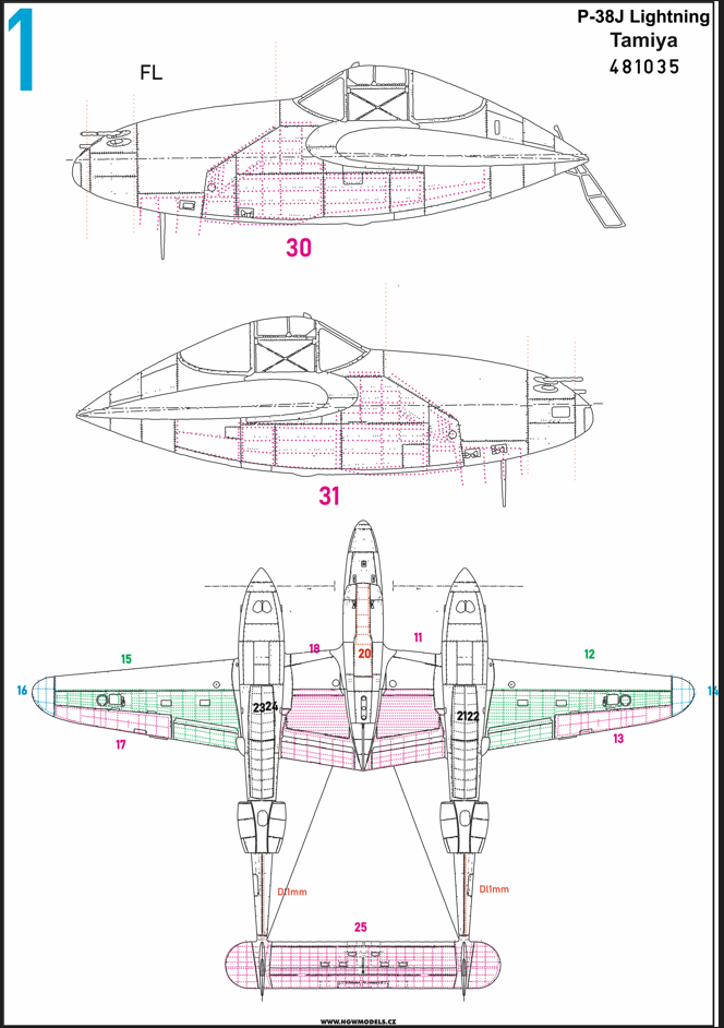 HGW 481035 1:48 Lockheed P-38J Lightning Riveting Sets