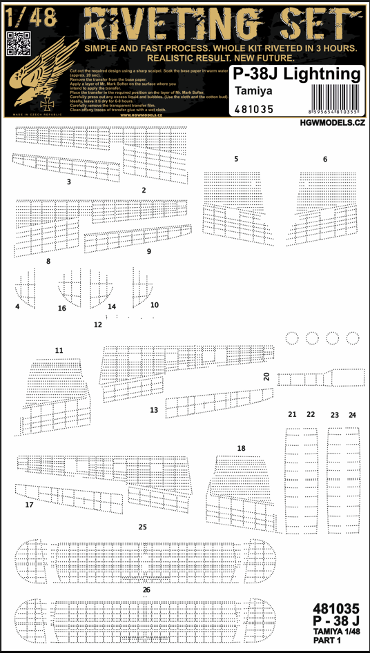 HGW 481035 1:48 Lockheed P-38J Lightning Riveting Sets