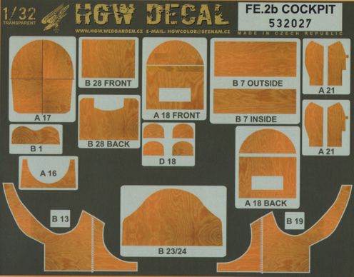 HGW 532027 1:32 Royal Aircraft Factory Fe.2B cockpit wood effect side panels etc