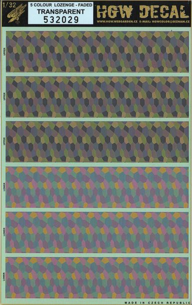 HGW 532029 1:32 German WWI 5 Colour Lozenge FADED Pattern for Upper & Lower Surfaces