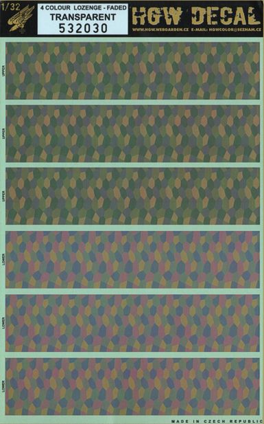 HGW 532030 1:32 German WWI 4 Colour FADED Lozenge Pattern for Upper & Lower Surfaces