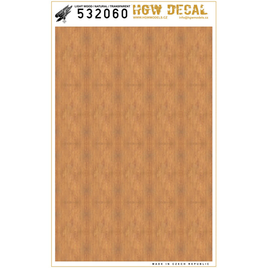 HGW 532060 1:32 Light Wood - Natural Tone - Transparent (NO GRID) A4 Sheet