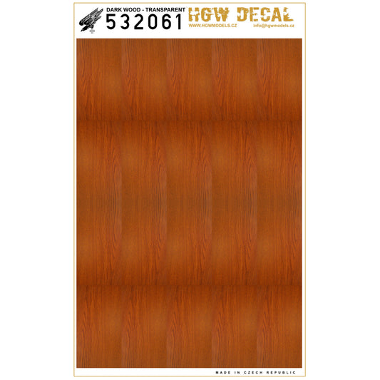 HGW 532061 1:32 Dark Wood - Transparent (NO GRID) A4 Sheet