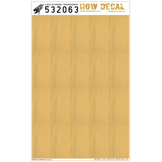 HGW 532063 1:32 Light Plywood - Transparent (NO GRID) A4 Sheet