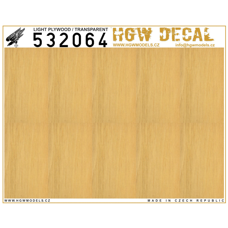 HGW 532064 1:32 Light Plywood - Transparent (NO GRID) A5 Sheet