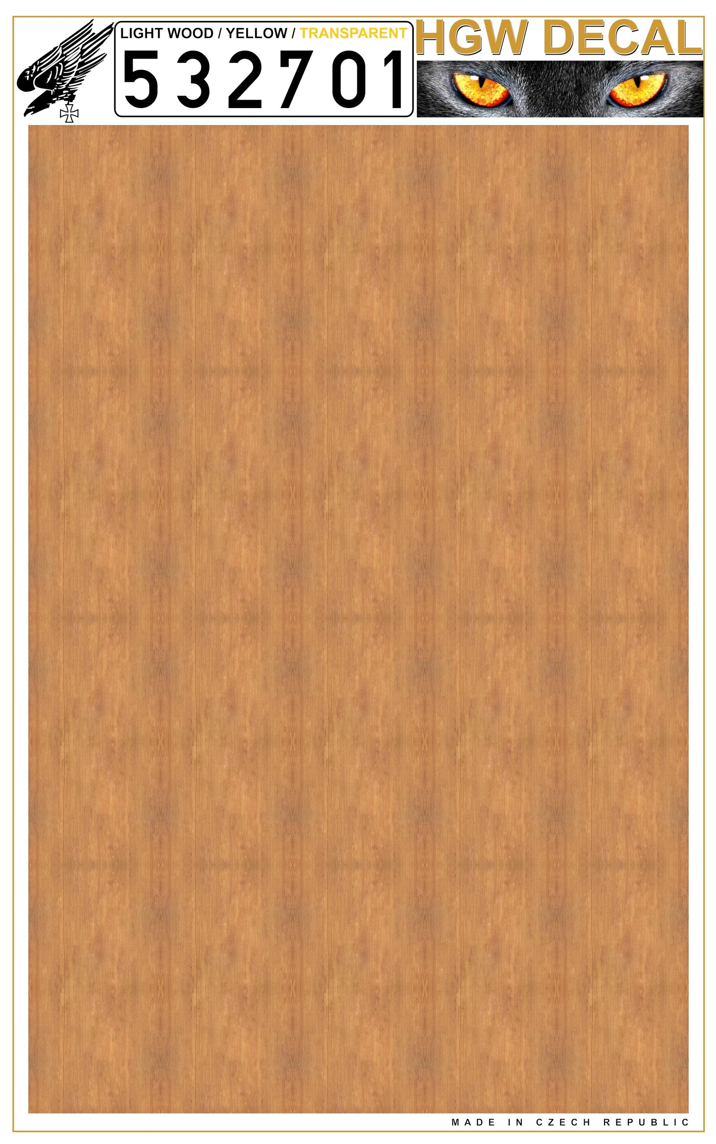 HGW 532701 1:32 Yellow Light Wood - Transparent - (NO GRID) A4 Sheet