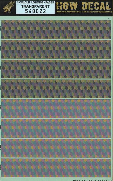 HGW 548022 1:48 German WWI 5 Colour Lozenge FADED Pattern for Upper & Lower Surfaces