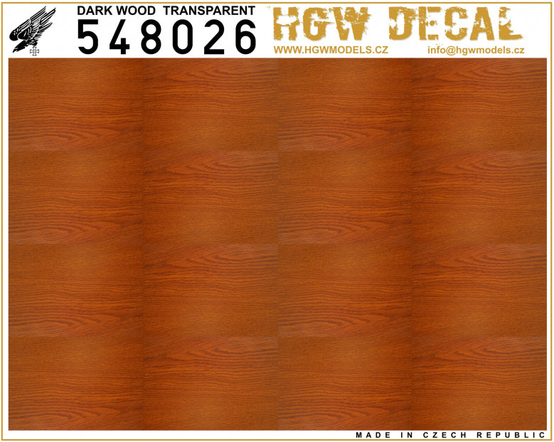 HGW 548026 1:48 Dark Wood - Transparent - (NO GRID) A5 Sheet