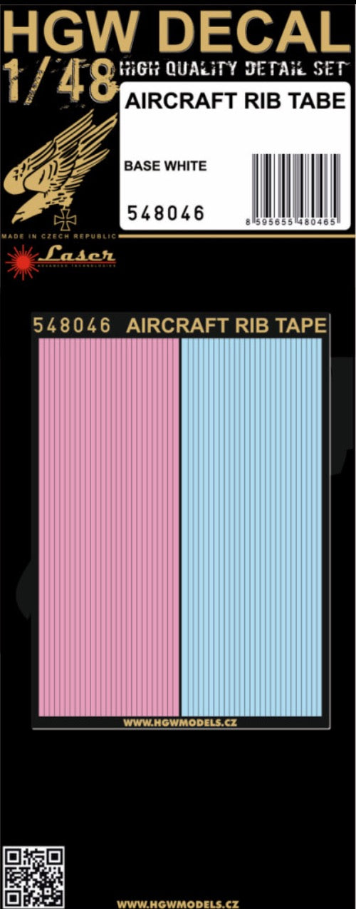 HGW 548046 1:48 Aircraft Rib Tapes - Base White