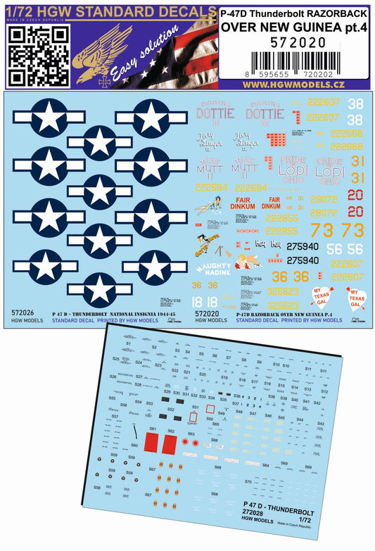 HGW 572020 1:72 Republic P-47D Thunderbolt Razorback Over New Guinea Part 4 (Standard Decals)