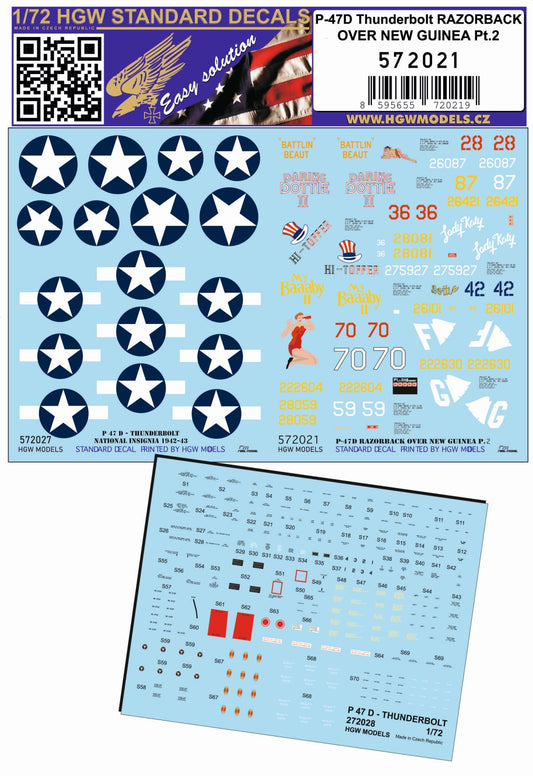 HGW 572021 1:72 Republic P-47D Thunderbolt Razorback Over New Guinea Part 2 (Standard Decals)