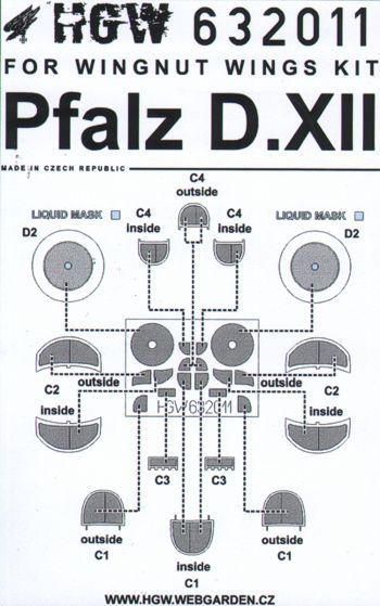 HGW 632011 1:32 Pfalz D.XII Masking Set