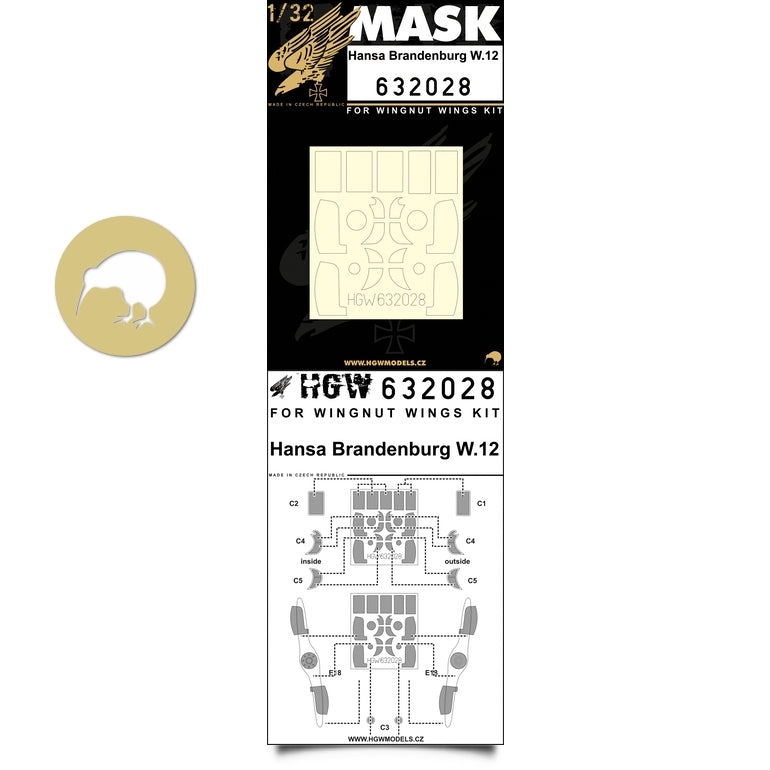 HGW 632028 1:32 Hansa-Brandenburg W.12 - Masking Set