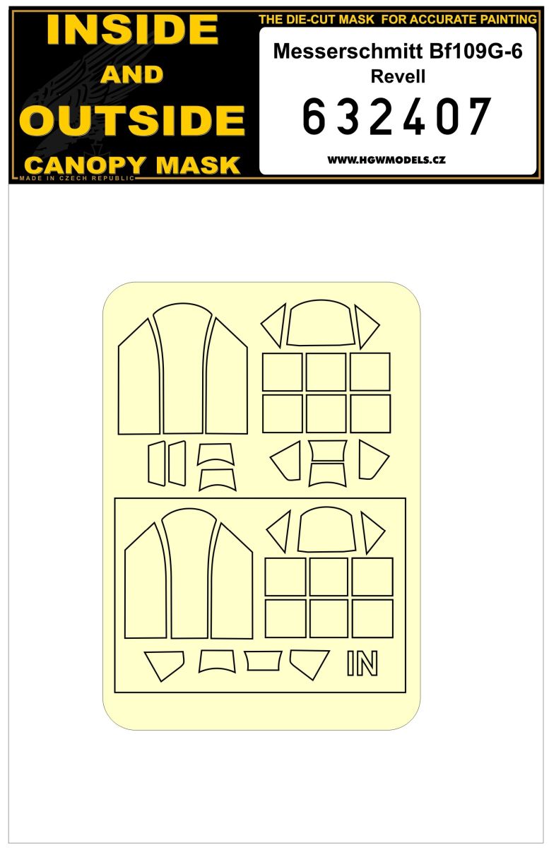 HGW 632407 1:32 Messerschmitt Bf-109G-6 Inside & Outside Canopy Mask