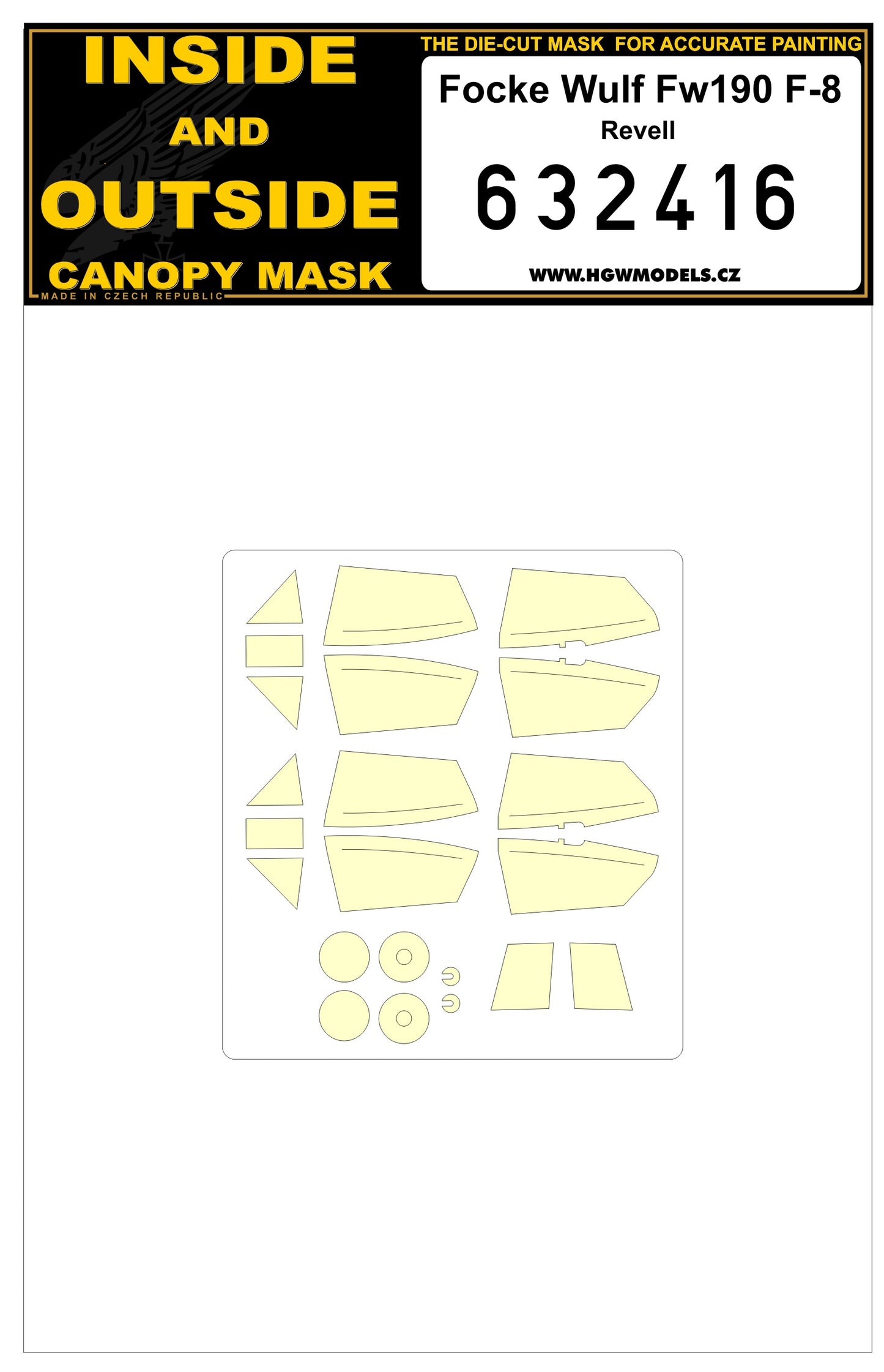 HGW 632416 1:32 Focke-Wulf Fw-190F-8 Inside & Outside Canopy Mask