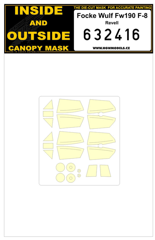 HGW 632416 1:32 Focke-Wulf Fw-190F-8 Inside & Outside Canopy Mask