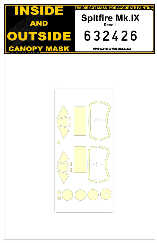 HGW 632426 1:32 Supermarine Spitfire Mk.IXC Inside & Outside Canopy Mask