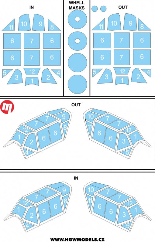 HGW 632432 1:32 Messerschmitt Bf-109E-4/7 Inside & Outside Masking Set