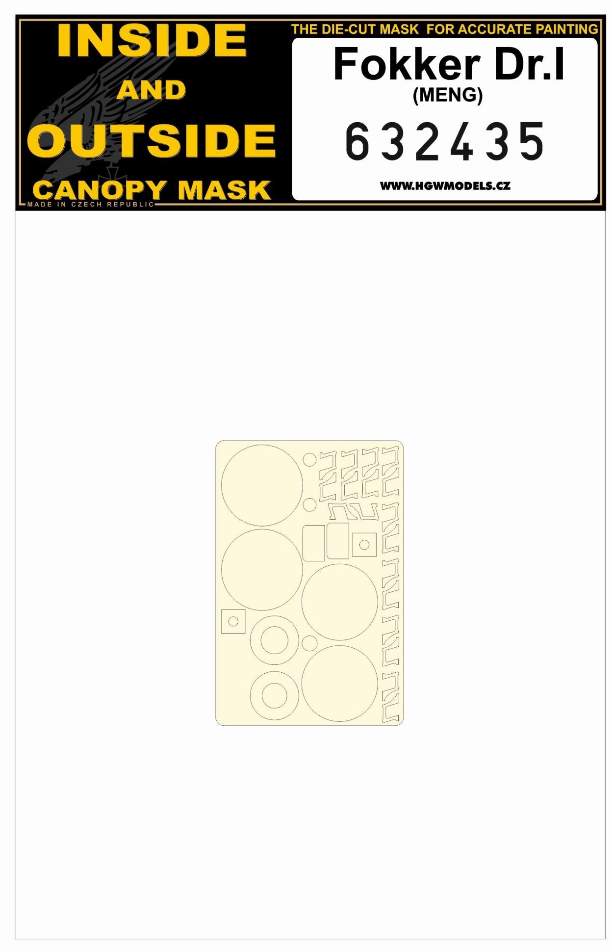 HGW 632435 1:32 Fokker Dr.I Triplane Inside & Outside Canopy Mask