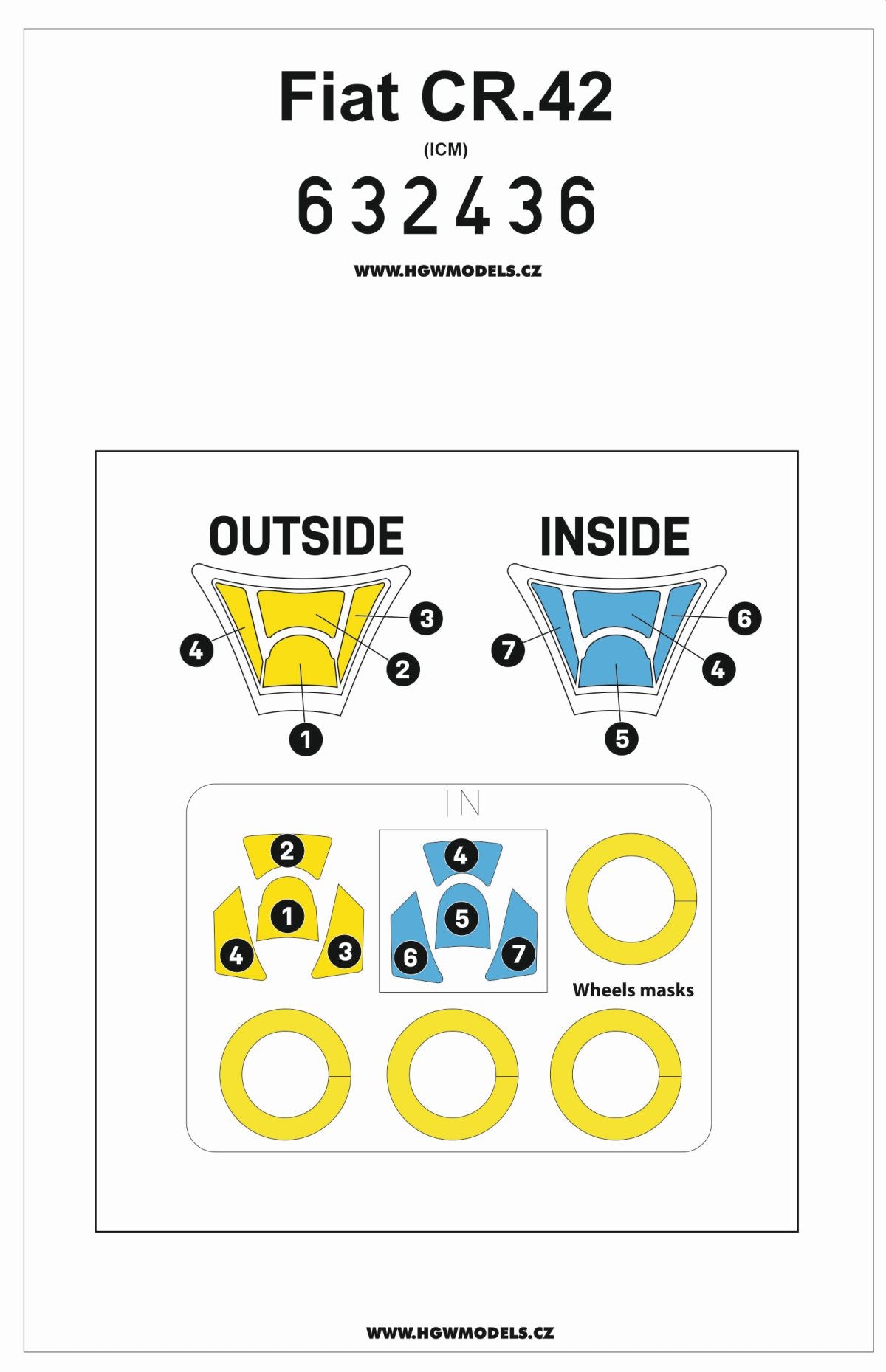 HGW 632436 1:32 Fiat CR.42 Inside & Outside Canopy Mask