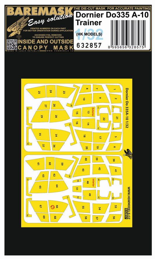 HGW 632857 1:32 Dornier Do-335A-10 Inside & Outside Canopy Mask