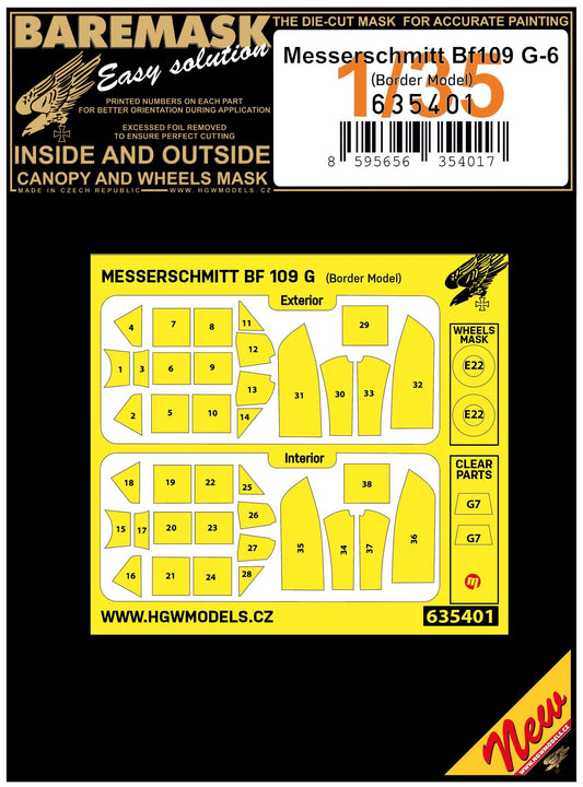 HGW 635401 1:35 Messerschmitt Bf-109G-6 Inside & Outside Canopy & Wheels Mask