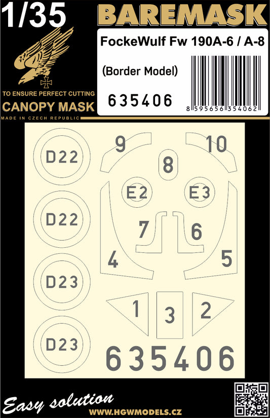 HGW 635406 1:35 Focke-Wulf Fw-190A-6/A-8 wheels and canopy frame paint mask