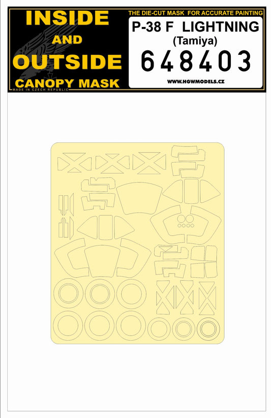 HGW 648403 1:48 Lockheed P-38F Lightning Inside & Outside Canopy Mask